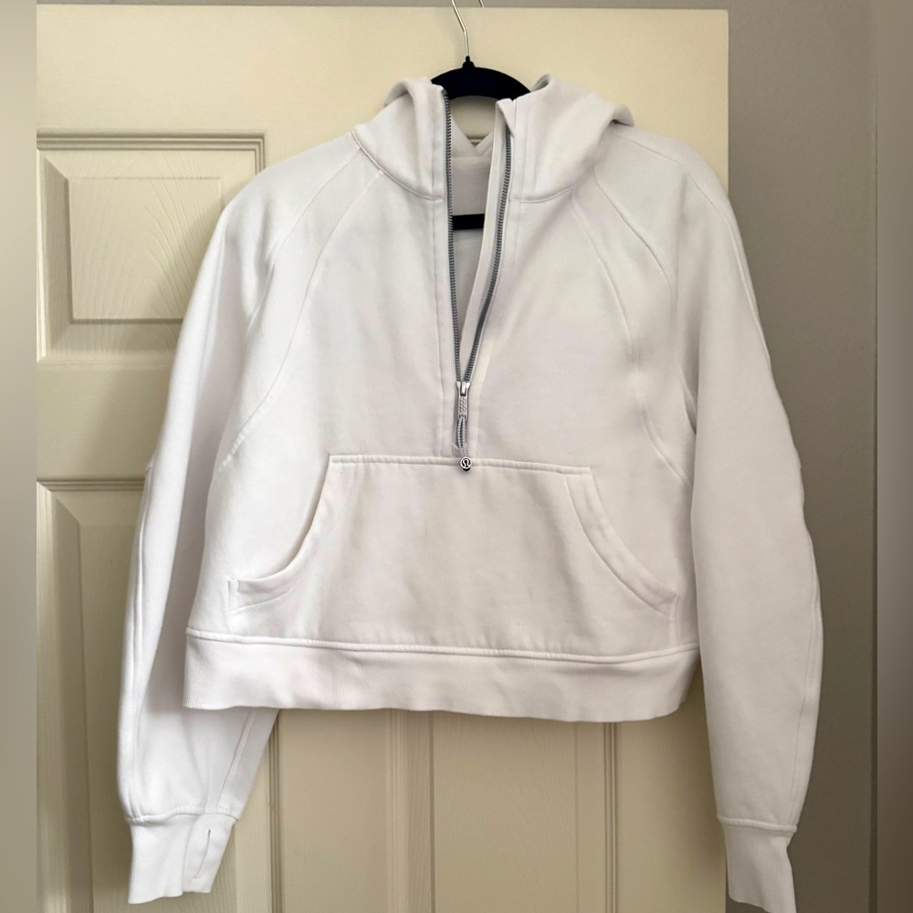 Lululemon white scuba cropped Half-Zip Sweatshirt sz M/L